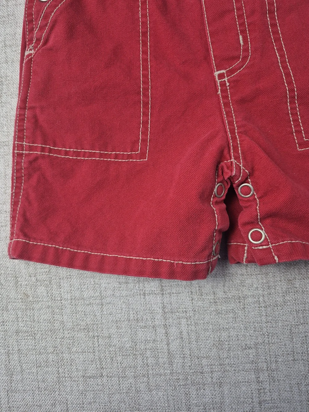 Vintage Gymboree Red Denim Shortalls Overalls 3-6M Year 2000